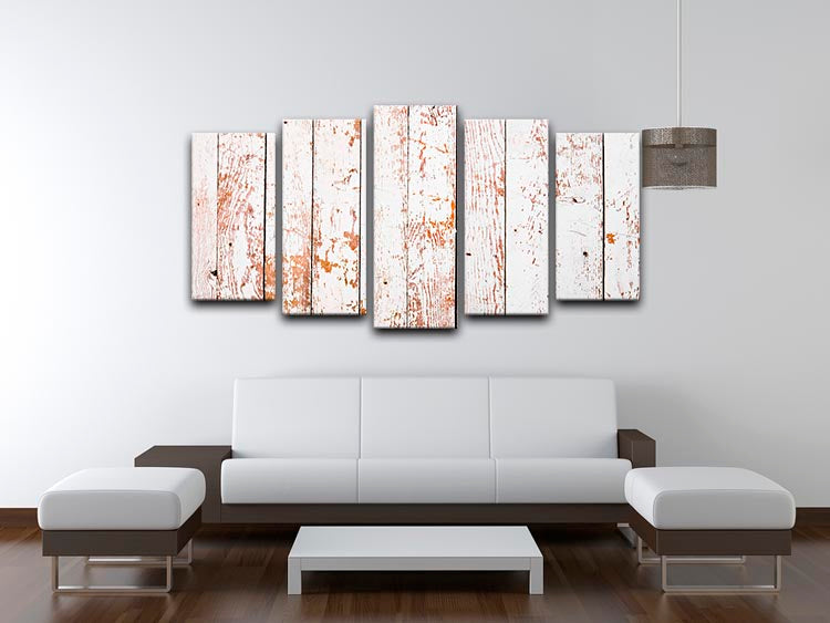 White grunge wooden 5 Split Panel Canvas - Canvas Art Rocks - 3