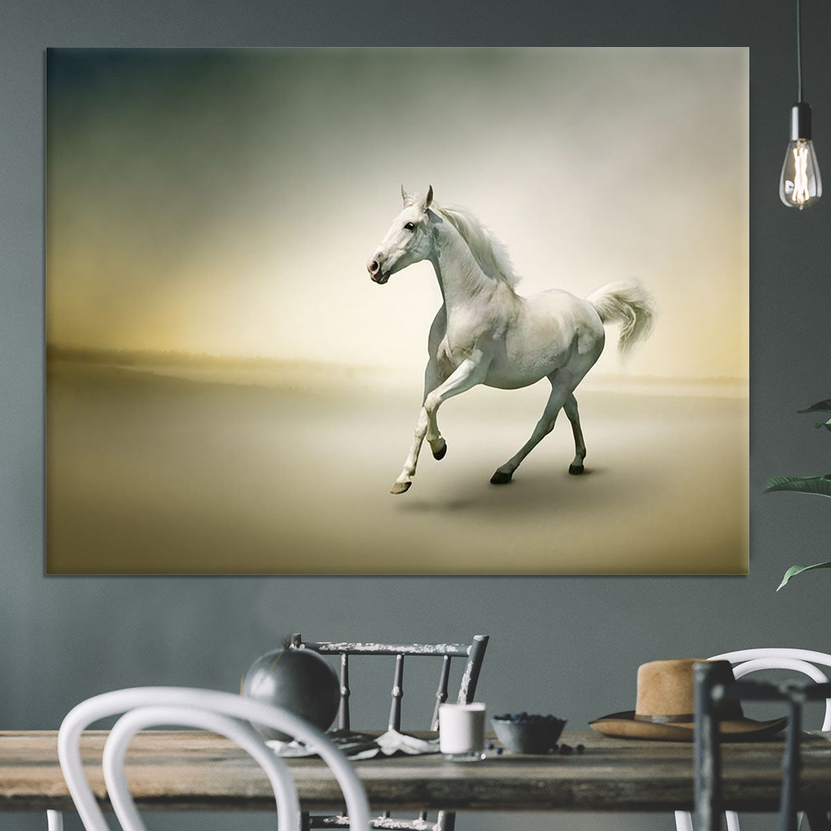 White horse in motion Canvas Print or Poster - Canvas Art Rocks - 3