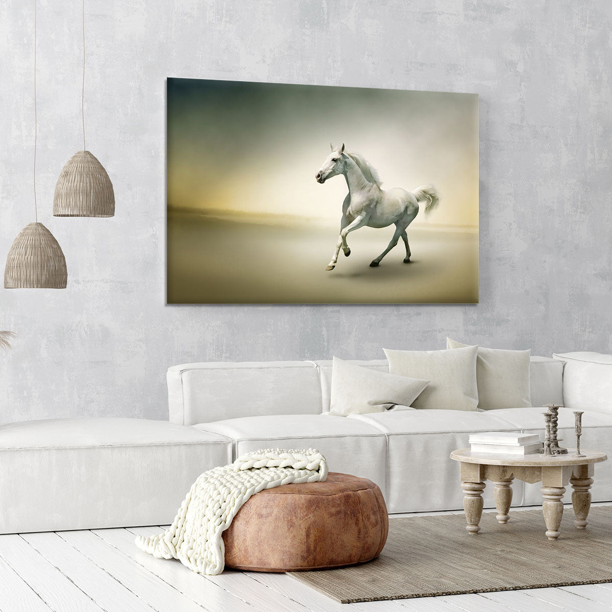 White horse in motion Canvas Print or Poster - Canvas Art Rocks - 6