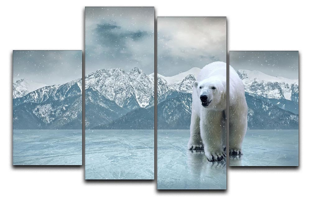 White polar bear on the ice 4 Split Panel Canvas - Canvas Art Rocks - 1