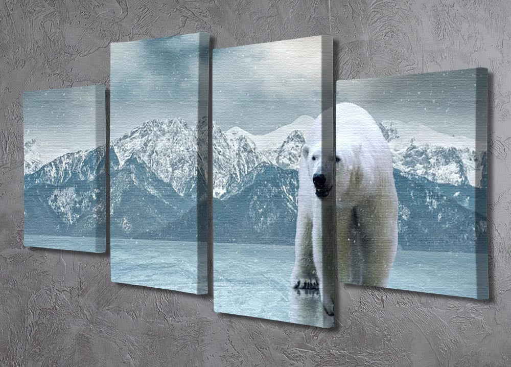 White polar bear on the ice 4 Split Panel Canvas - Canvas Art Rocks - 2