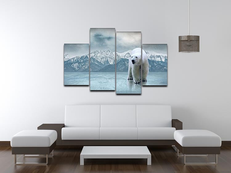 White polar bear on the ice 4 Split Panel Canvas - Canvas Art Rocks - 3