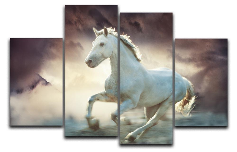 White running horse 4 Split Panel Canvas  - Canvas Art Rocks - 1