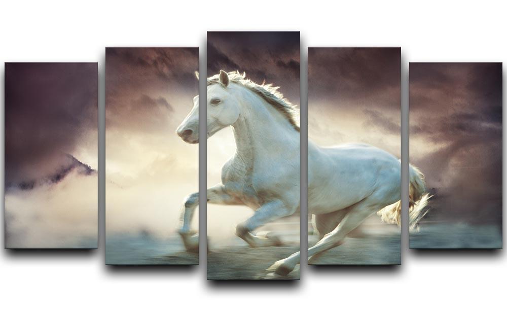 White running horse 5 Split Panel Canvas  - Canvas Art Rocks - 1