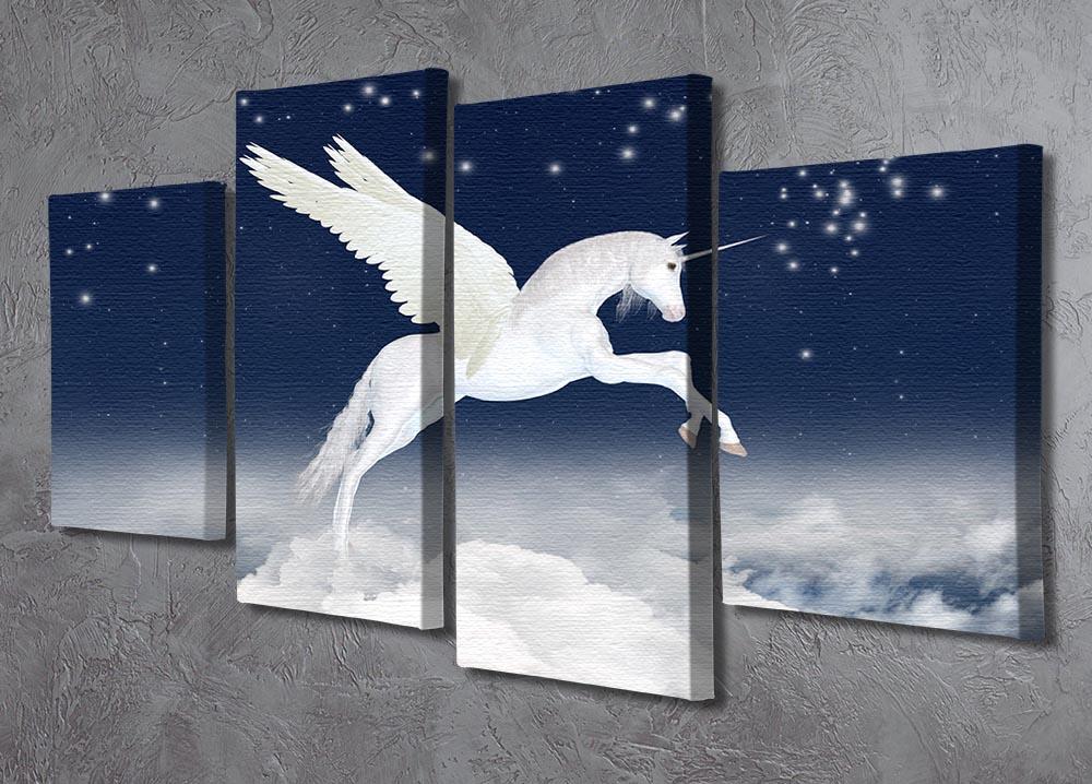 White unicorn flying in the sky 4 Split Panel Canvas  - Canvas Art Rocks - 2