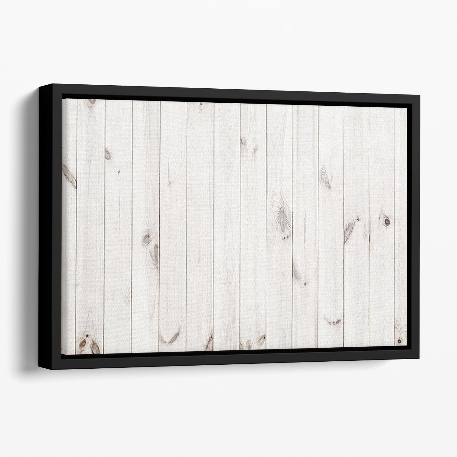 White wood texture background Floating Framed Canvas - Canvas Art Rocks - 1