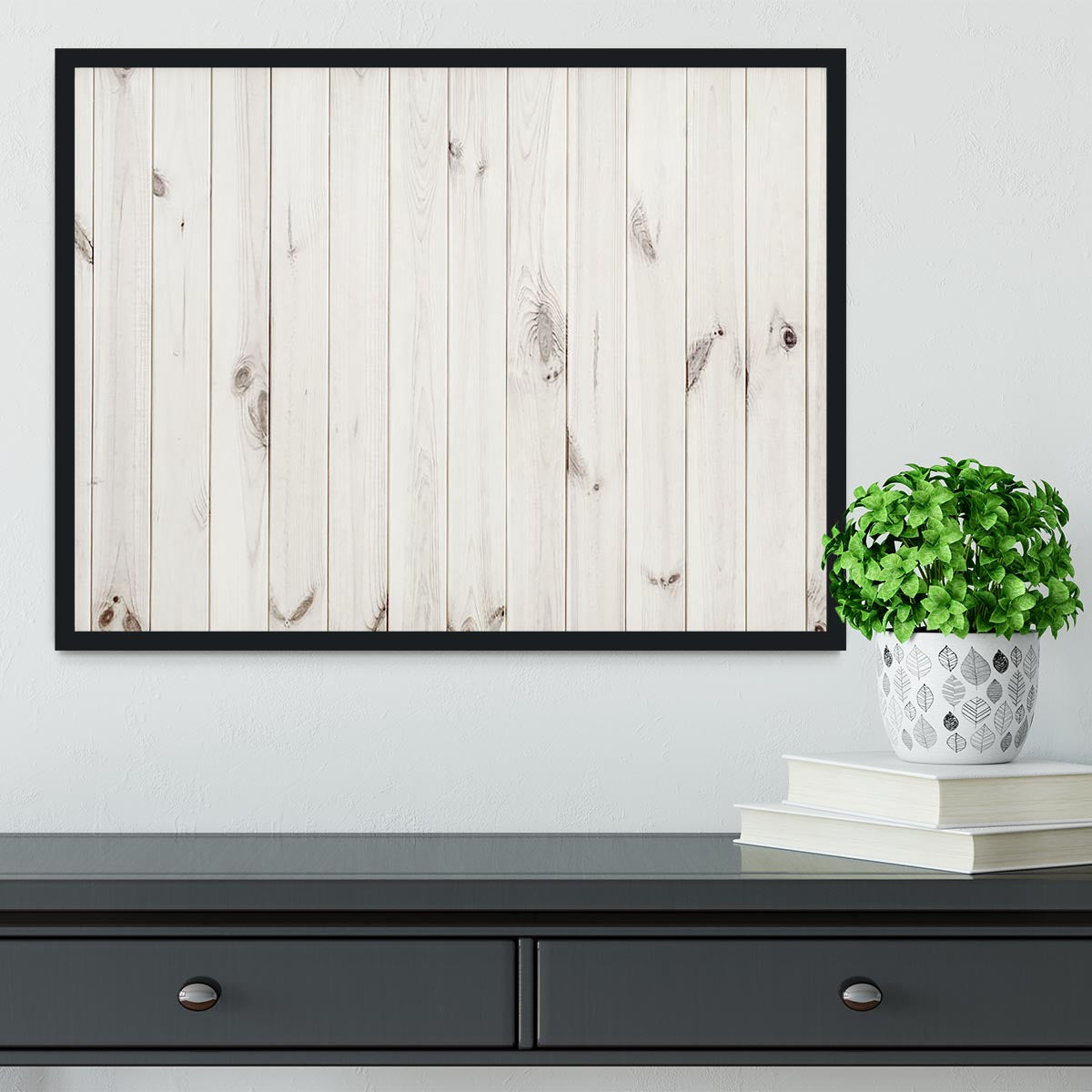 White wood texture background Framed Print - Canvas Art Rocks - 2