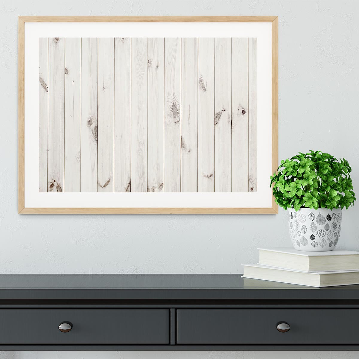 White wood texture background Framed Print - Canvas Art Rocks - 3