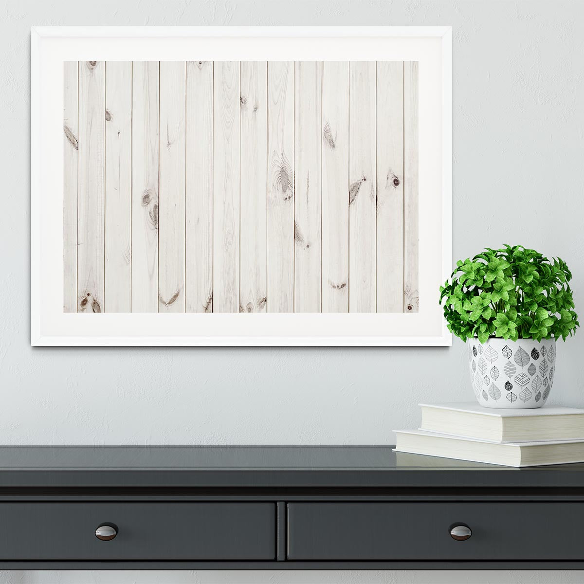 White wood texture background Framed Print - Canvas Art Rocks - 5
