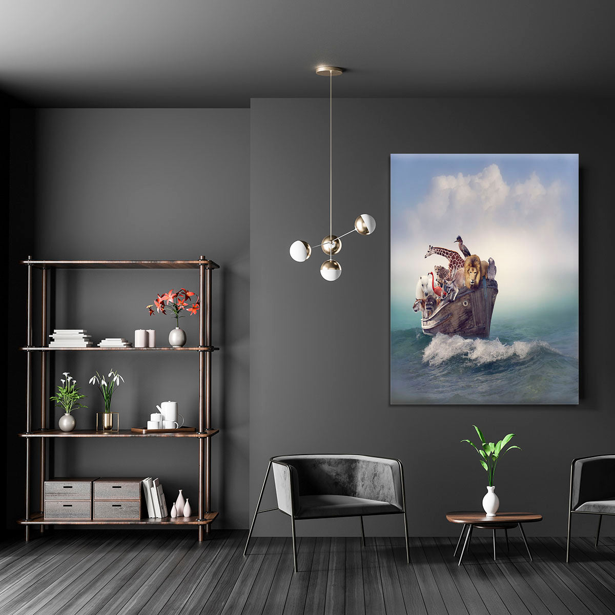 Wild Animals and Birds in an Old Boat Canvas Print or Poster - Canvas Art Rocks - 5