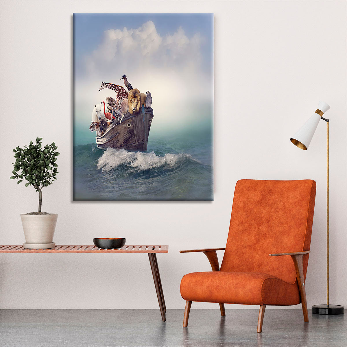 Wild Animals and Birds in an Old Boat Canvas Print or Poster - Canvas Art Rocks - 6