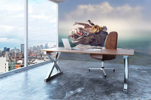 Wild Animals and Birds in an Old Boat Wall Mural Wallpaper - Canvas Art Rocks - 3