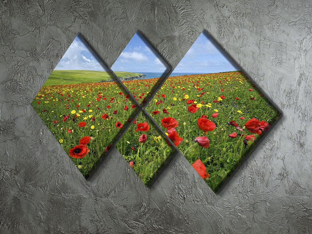 Wild Flower Meadow 4 Square Multi Panel Canvas - Canvas Art Rocks - 2