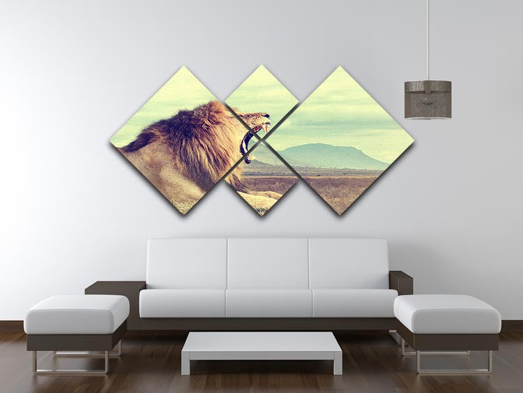 Wild african lion 4 Square Multi Panel Canvas - Canvas Art Rocks - 3