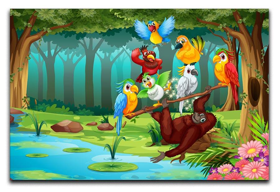 Wild animals in the forest illustration Canvas Print or Poster - Canvas Art Rocks - 1