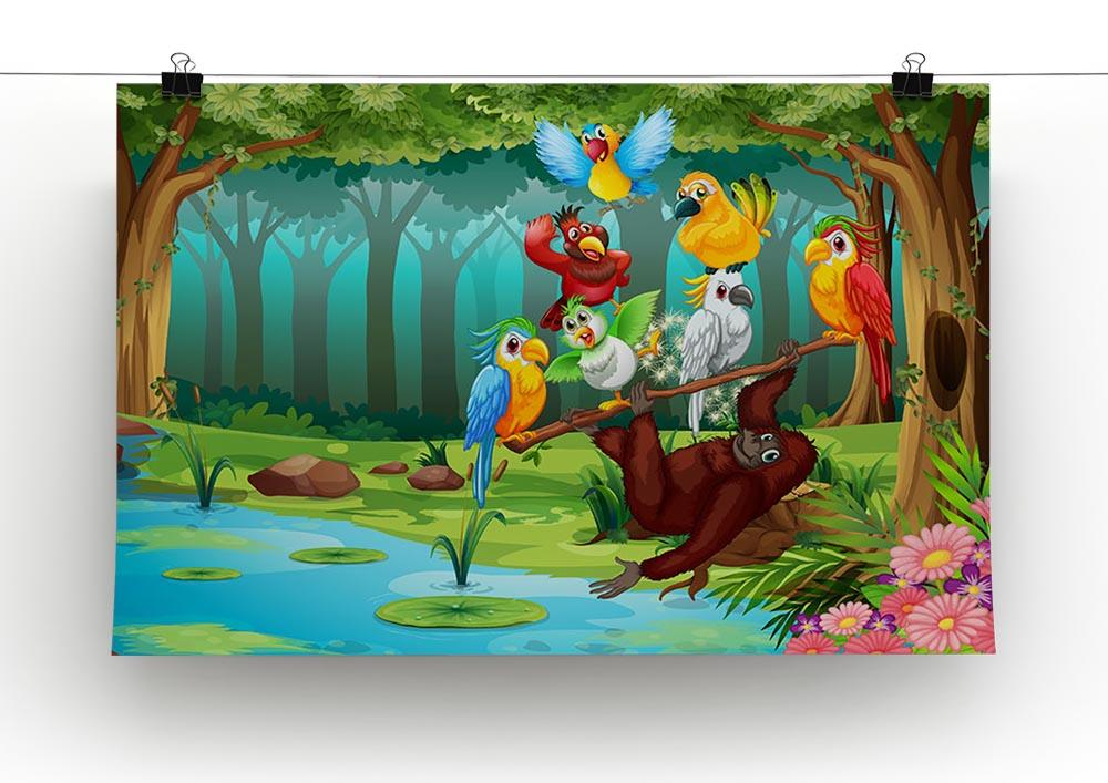 Wild animals in the forest illustration Canvas Print or Poster - Canvas Art Rocks - 2