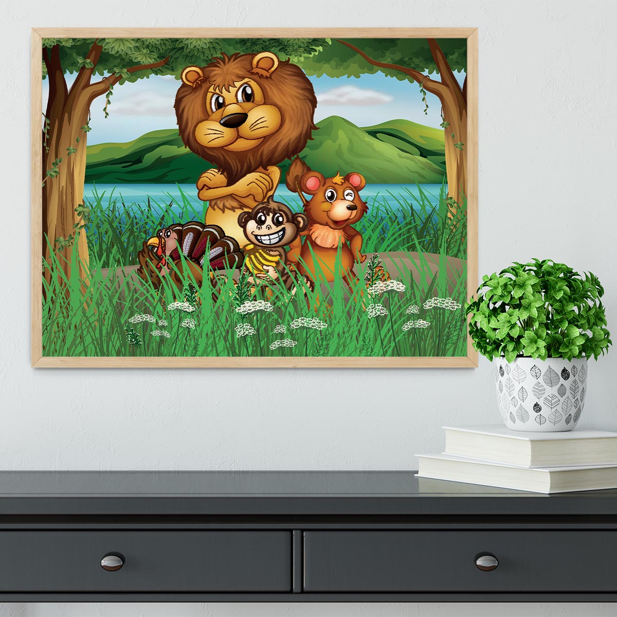 Wild animals in the jungle Framed Print - Canvas Art Rocks - 4