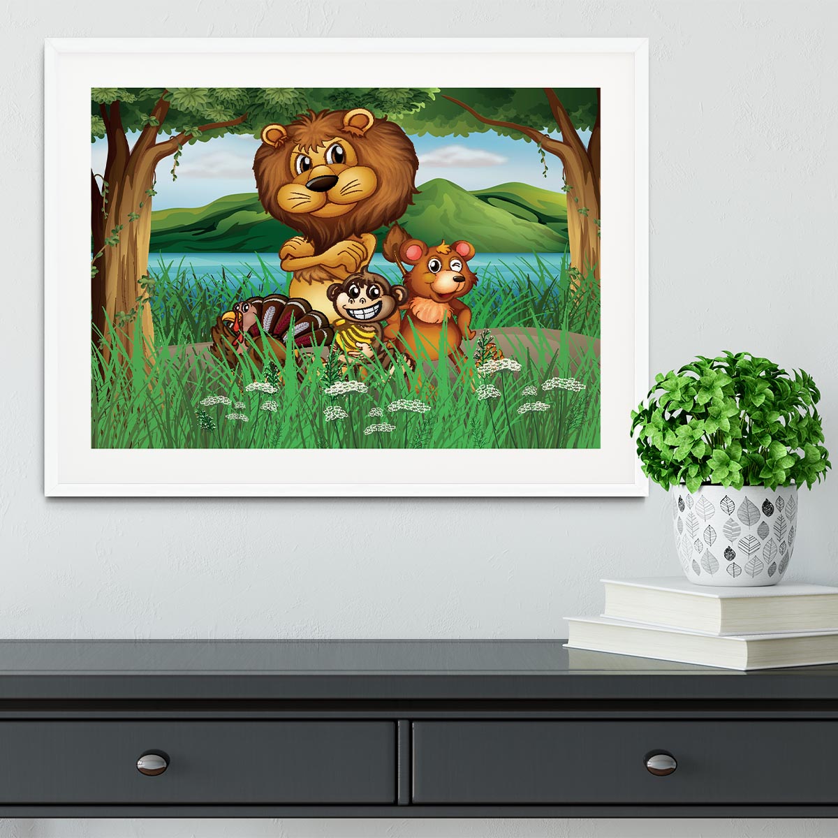 Wild animals in the jungle Framed Print - Canvas Art Rocks - 5