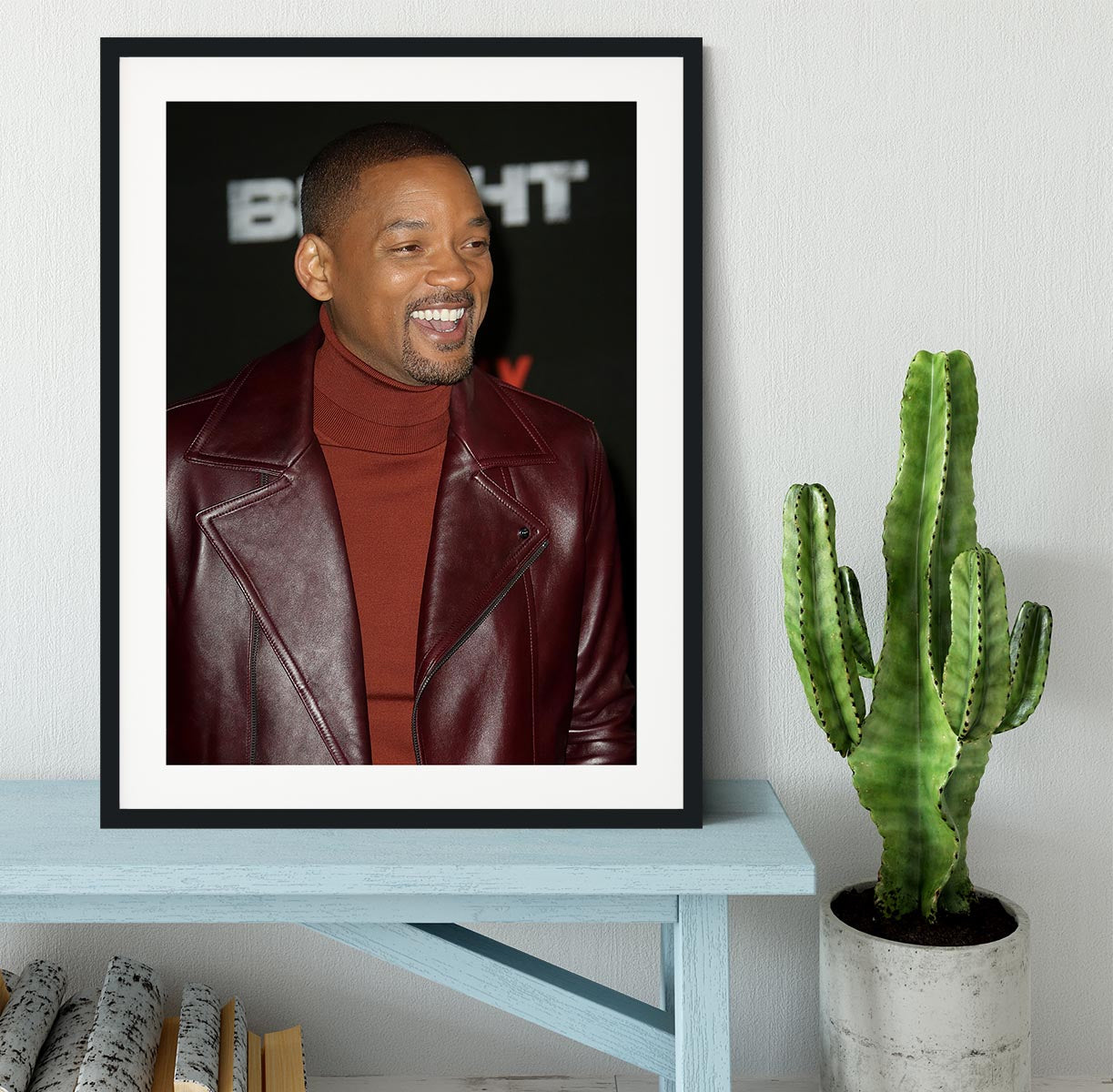 Will Smith in brown Framed Print - Canvas Art Rocks - 1