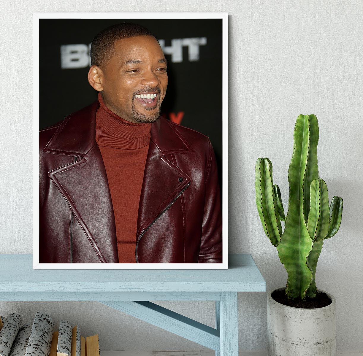 Will Smith in brown Framed Print - Canvas Art Rocks -6