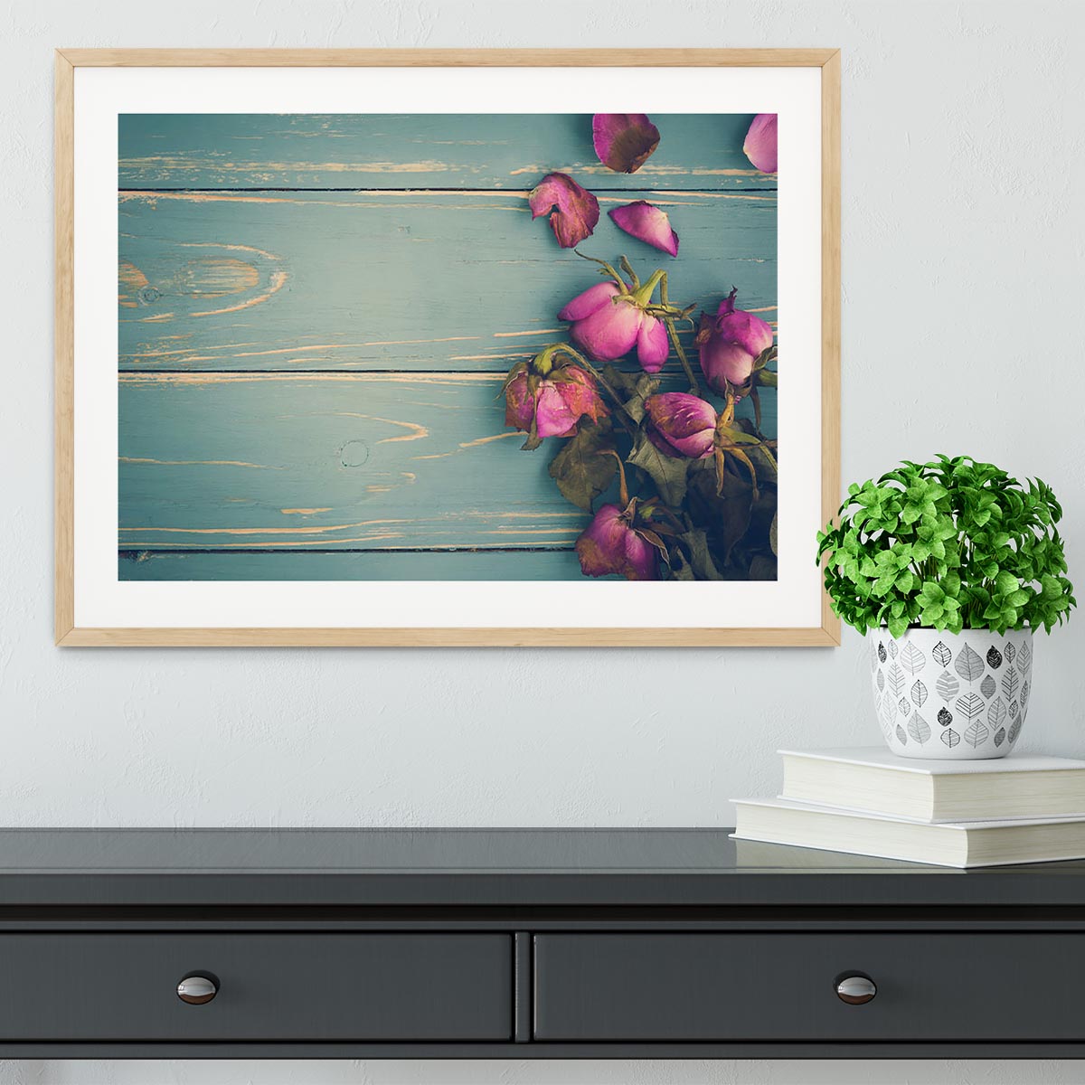 Wilted Flower Vintage Background Framed Print - Canvas Art Rocks - 3