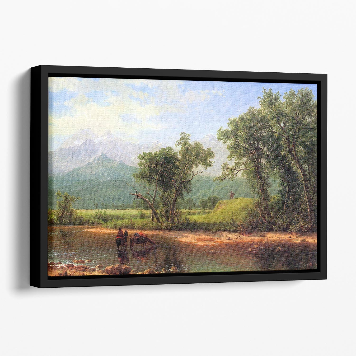 Wind River Mountains landscape in Wyoming by Bierstadt Floating Framed Canvas - Canvas Art Rocks - 1