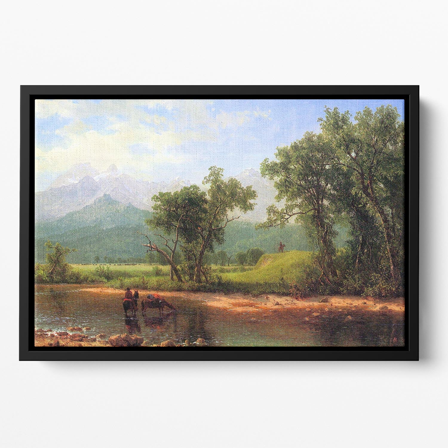 Wind River Mountains landscape in Wyoming by Bierstadt Floating Framed Canvas - Canvas Art Rocks - 2