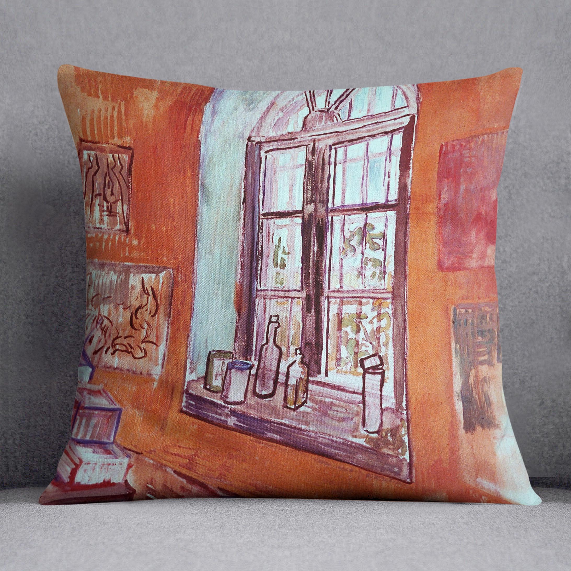 Window of Vincent s Studio at the Asylum by Van Gogh Cushion