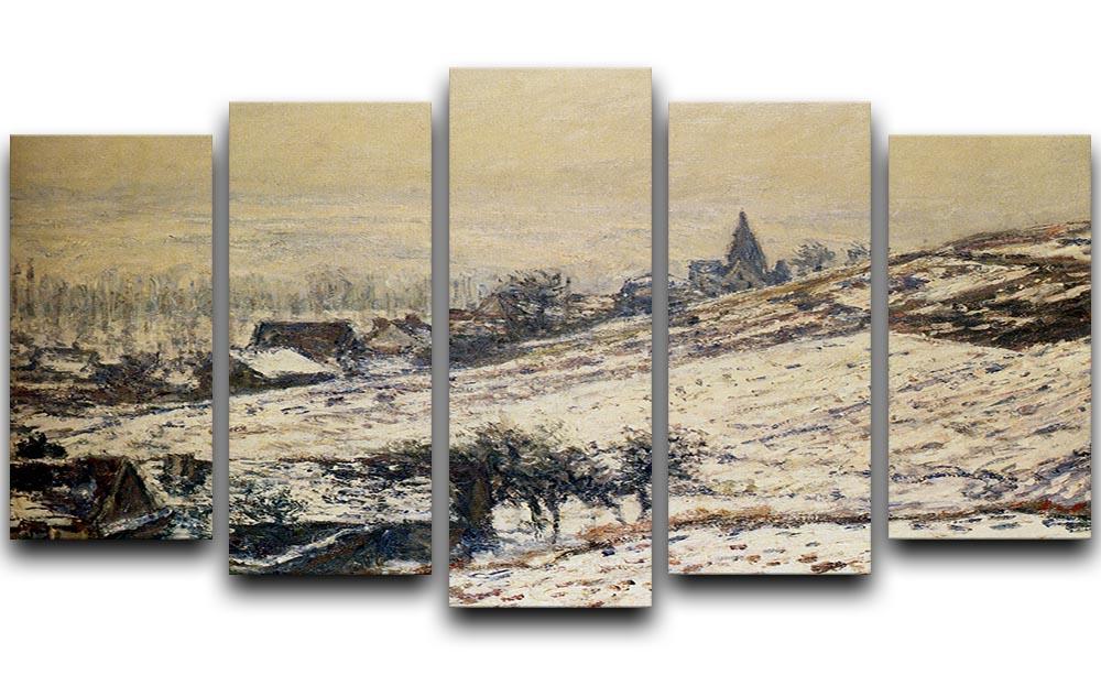 Winter At Giverny 1885 by Monet 5 Split Panel Canvas  - Canvas Art Rocks - 1