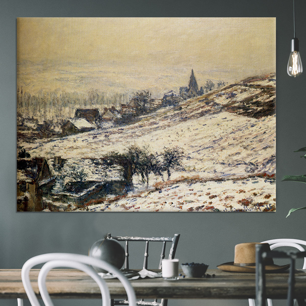 Winter At Giverny 1885 by Monet Canvas Print or Poster - Canvas Art Rocks - 3