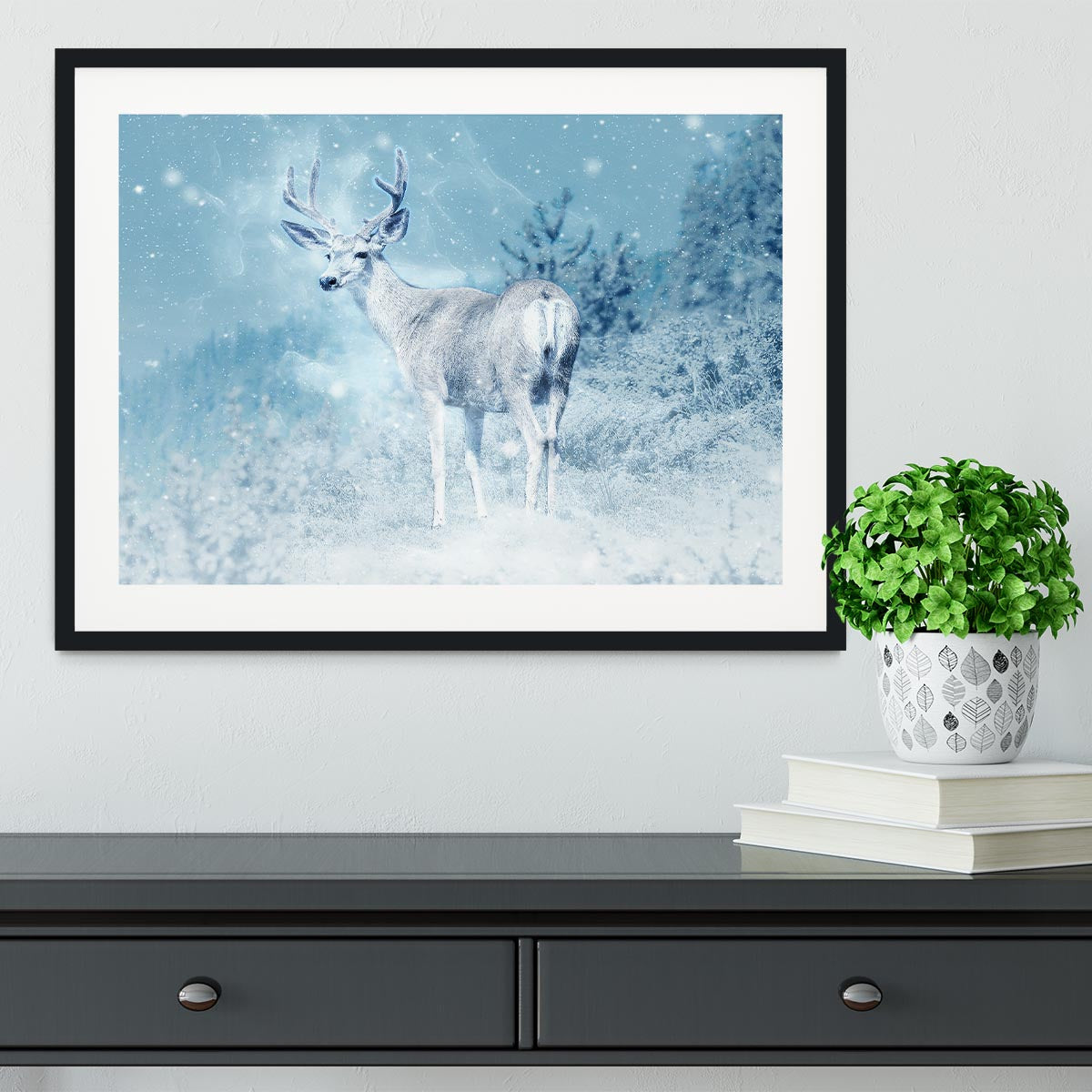 Winter Moose Framed Print - Canvas Art Rocks - 1