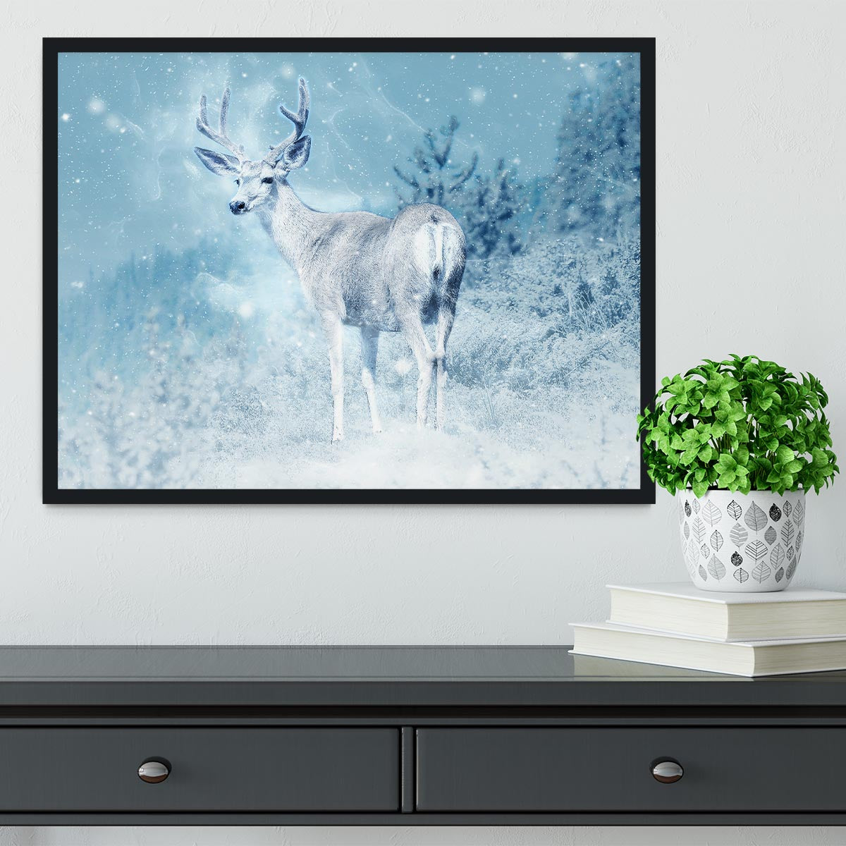 Winter Moose Framed Print - Canvas Art Rocks - 2