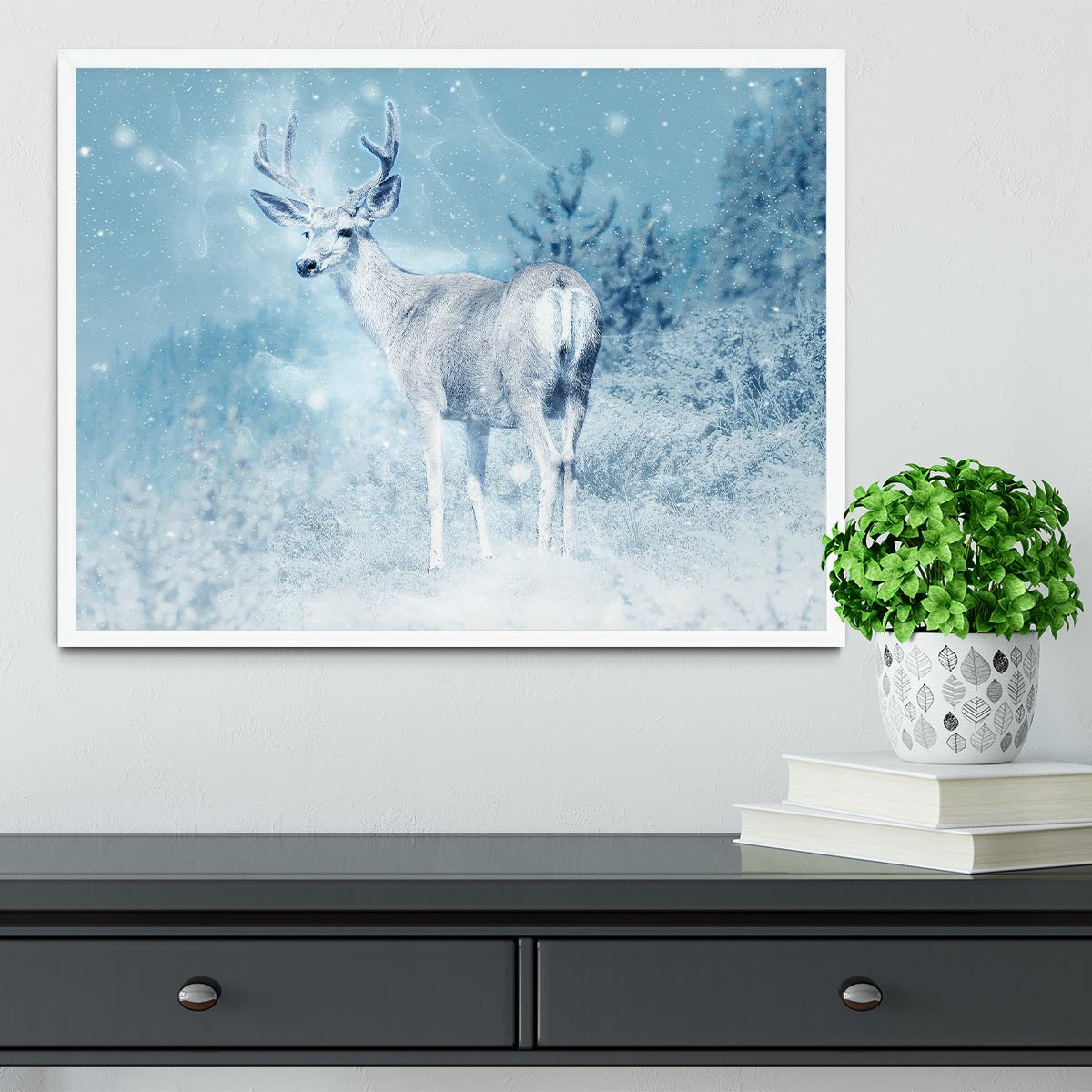 Winter Moose Framed Print - Canvas Art Rocks -6