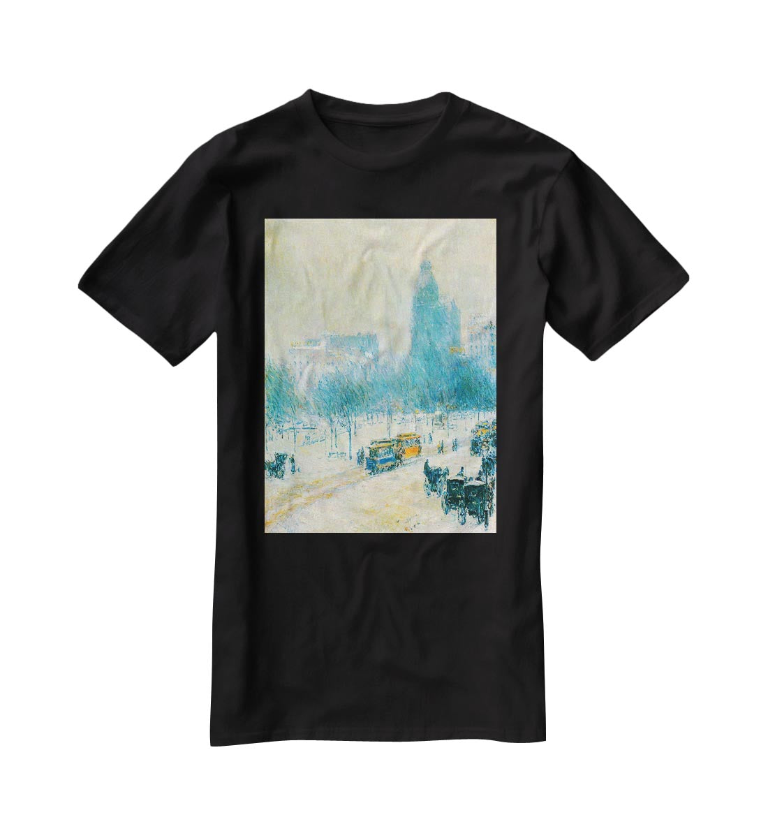Winter in Union Square by Hassam T-Shirt - Canvas Art Rocks - 1
