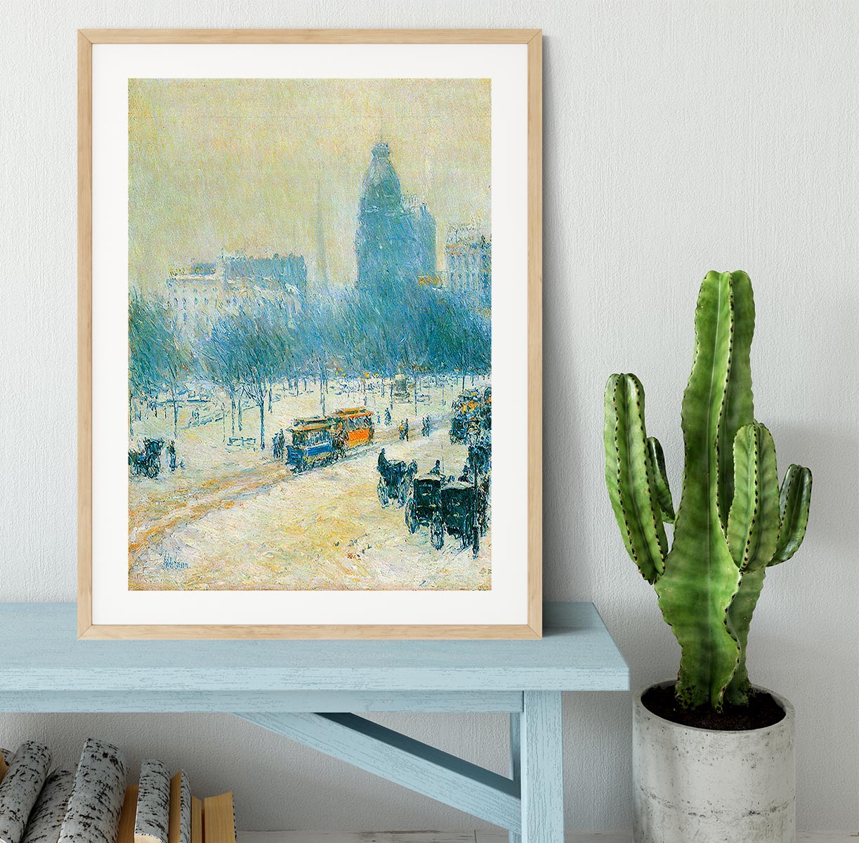 Winter in Union Square by Hassam Framed Print - Canvas Art Rocks - 3