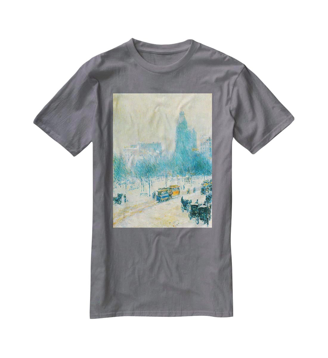 Winter in Union Square by Hassam T-Shirt - Canvas Art Rocks - 3