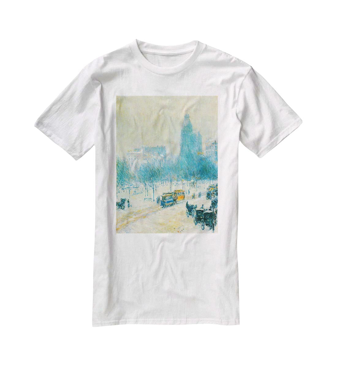 Winter in Union Square by Hassam T-Shirt - Canvas Art Rocks - 5