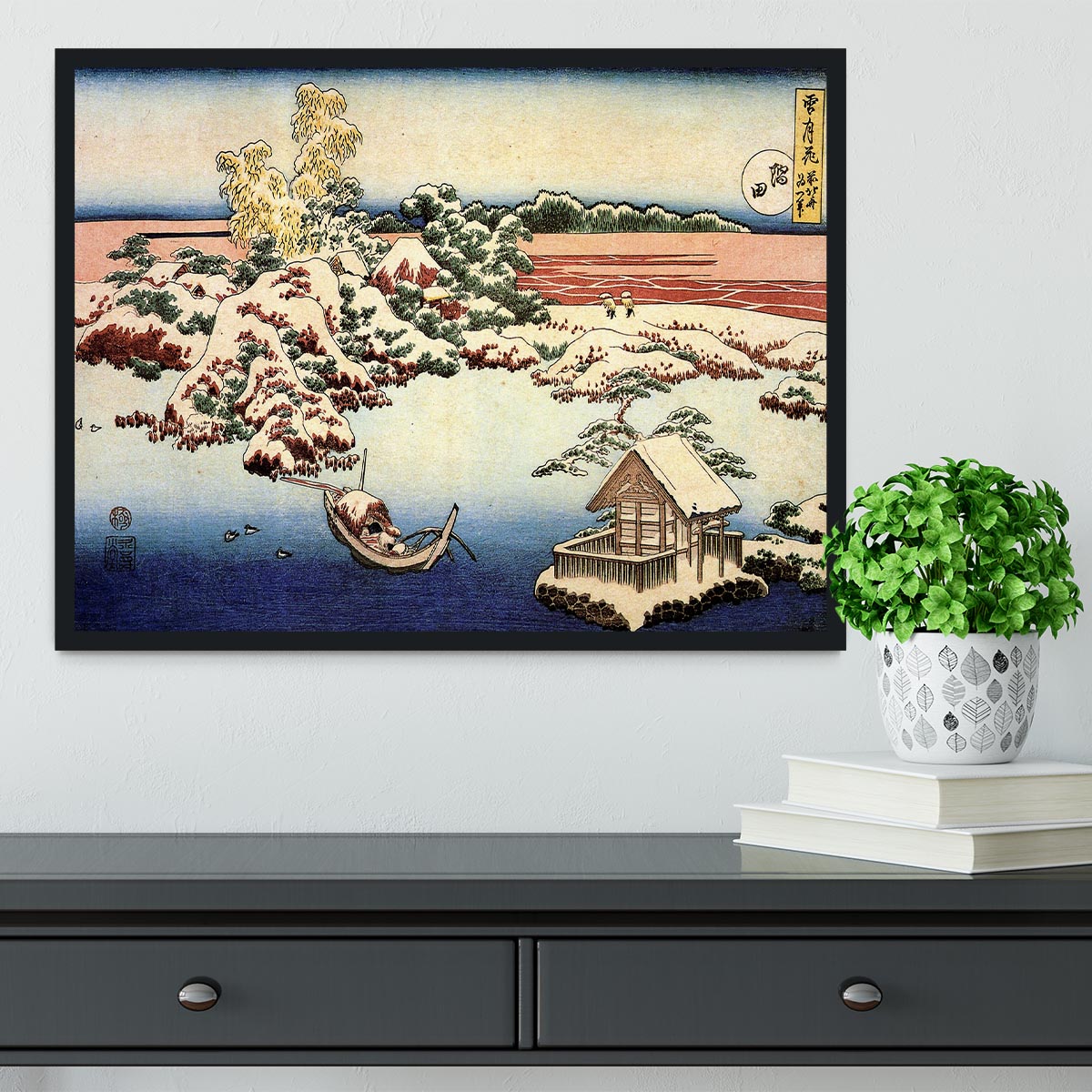 Winter landscape of Suda by Hokusai Framed Print - Canvas Art Rocks - 2