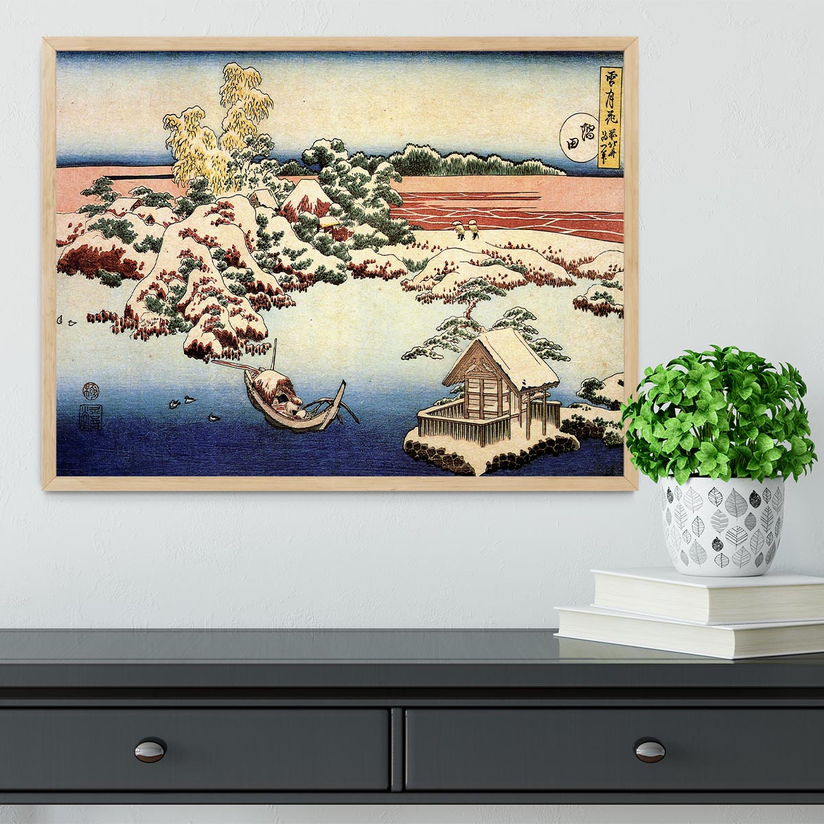 Winter landscape of Suda by Hokusai Framed Print - Canvas Art Rocks - 4