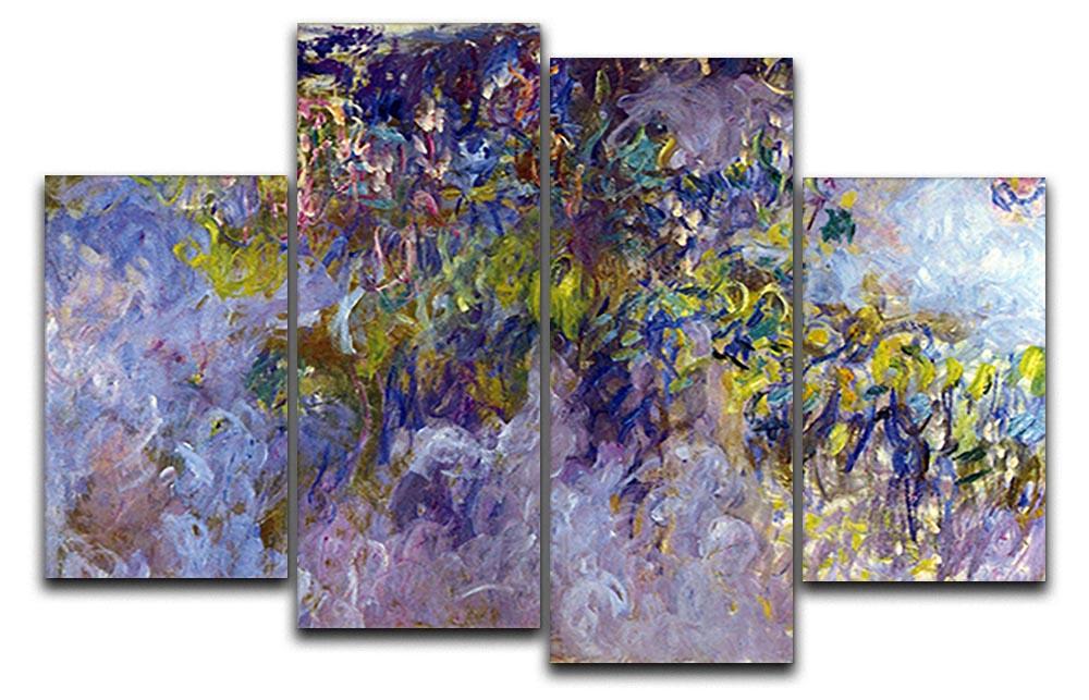 Wisteria 1 by Monet 4 Split Panel Canvas  - Canvas Art Rocks - 1