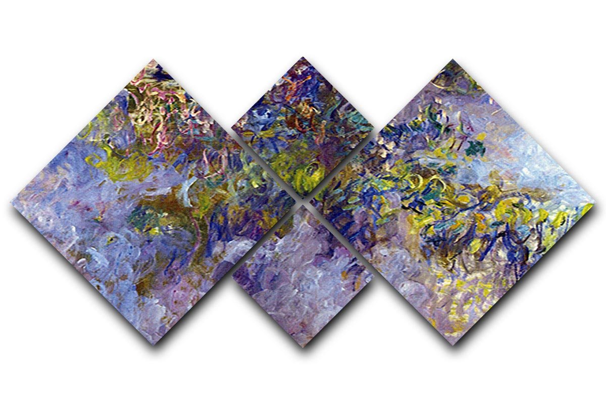 Wisteria 1 by Monet 4 Square Multi Panel Canvas  - Canvas Art Rocks - 1