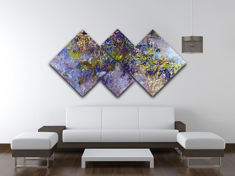 Wisteria 1 by Monet 4 Square Multi Panel Canvas - Canvas Art Rocks - 3