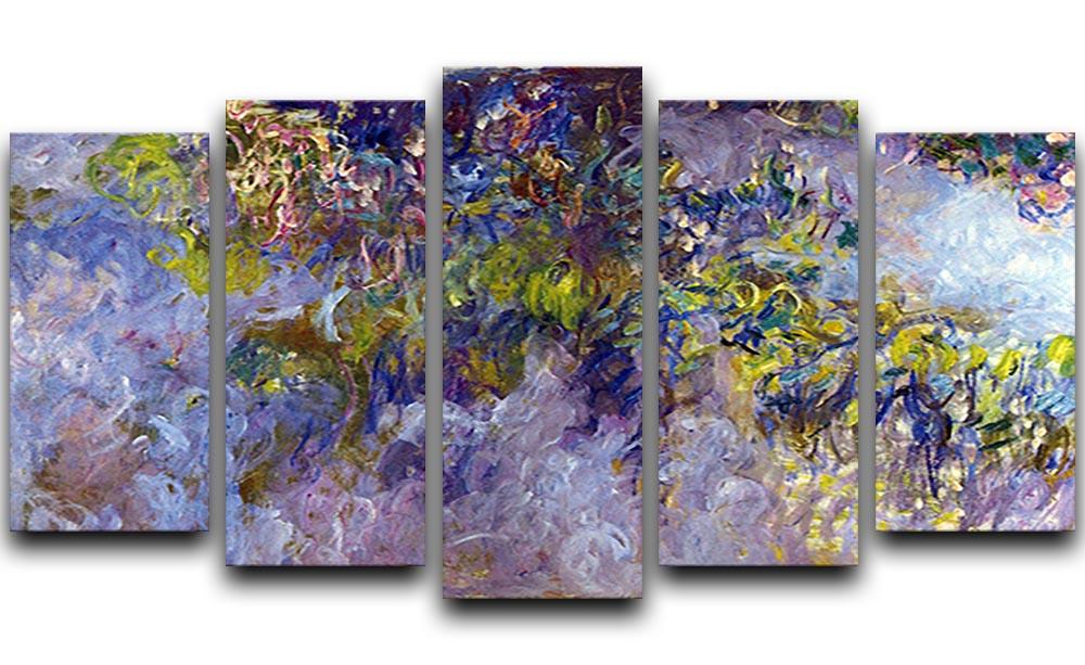 Wisteria 1 by Monet 5 Split Panel Canvas  - Canvas Art Rocks - 1