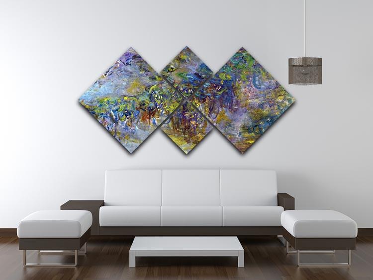 Wisteria 2 by Monet 4 Square Multi Panel Canvas - Canvas Art Rocks - 3