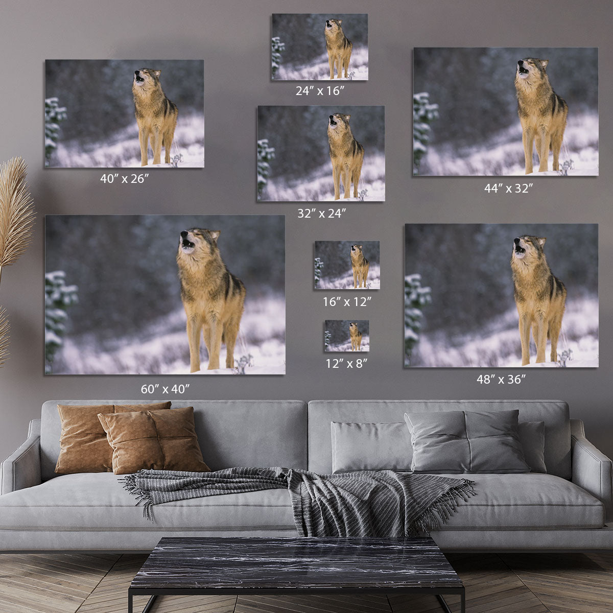 Wolf Howling in White Snow Canvas Print or Poster - Canvas Art Rocks - 7