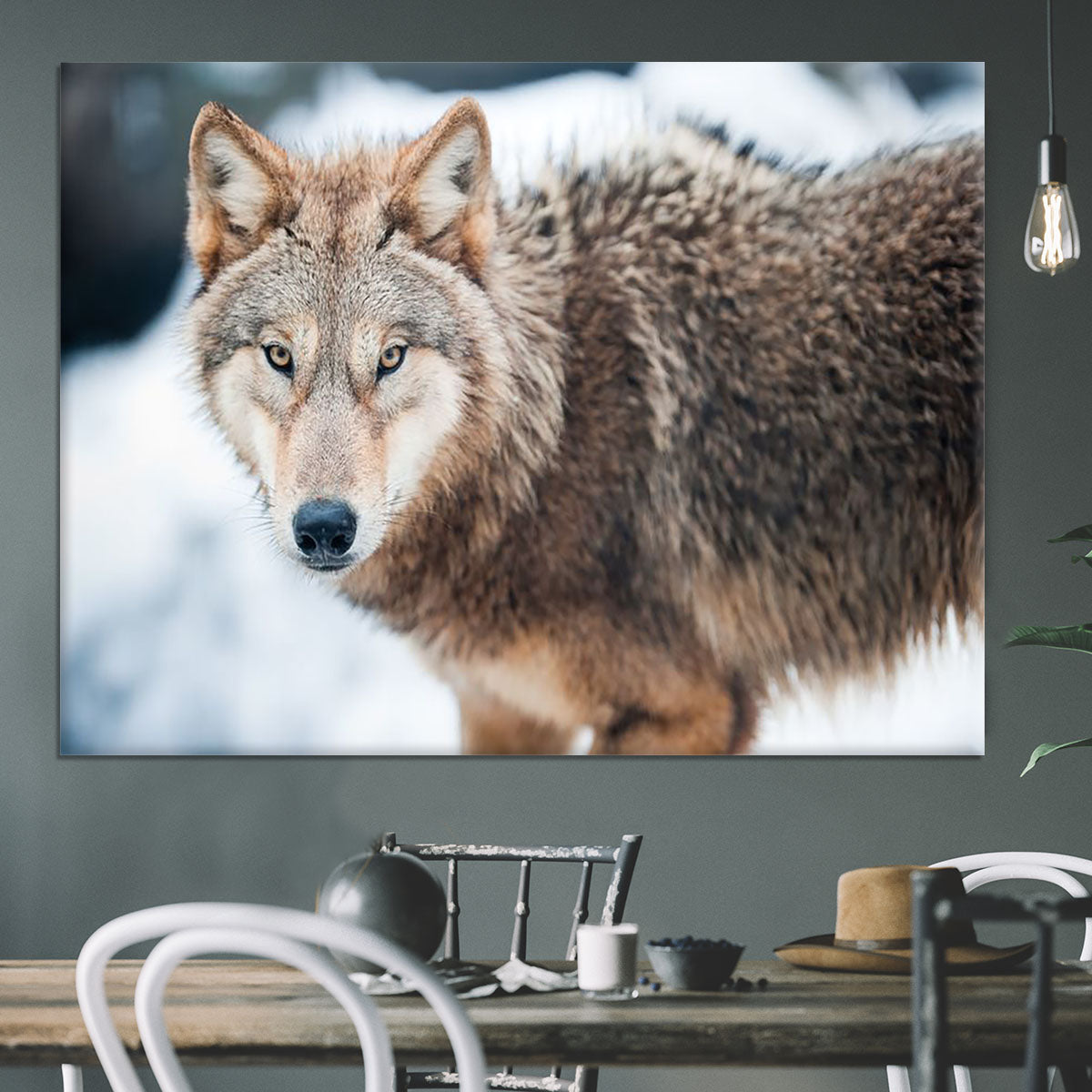 Wolf standing in the snow Canvas Print or Poster - Canvas Art Rocks - 3