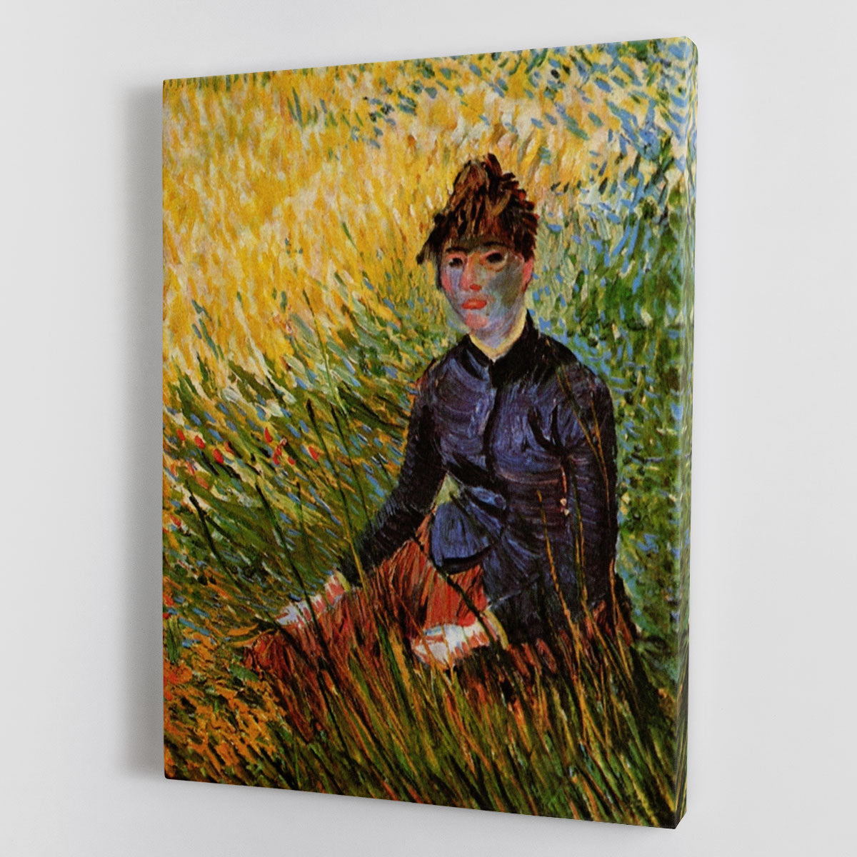 Woman Sitting in the Grass by Van Gogh Canvas Print or Poster - Canvas Art Rocks - 1