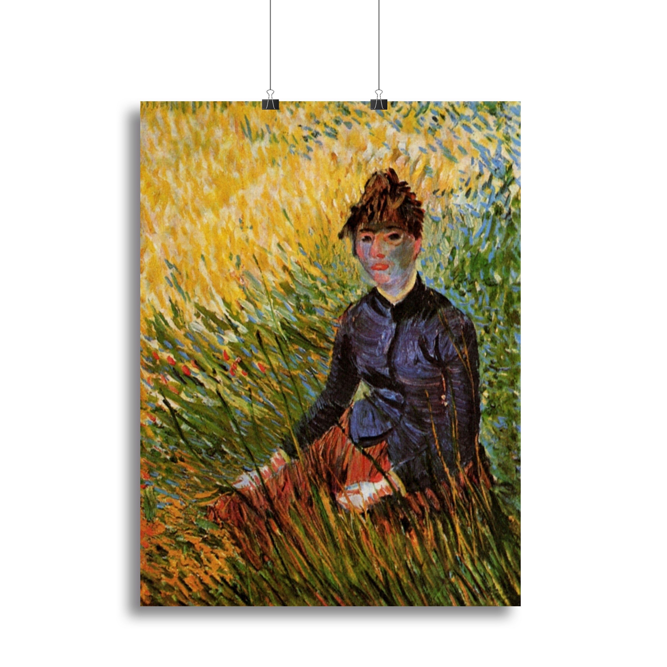 Woman Sitting in the Grass by Van Gogh Canvas Print or Poster - Canvas Art Rocks - 2