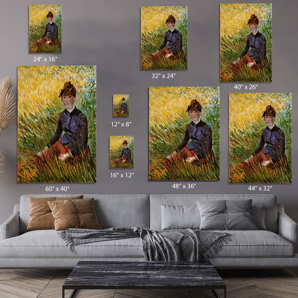 Woman Sitting in the Grass by Van Gogh Canvas Print or Poster - Canvas Art Rocks - 7