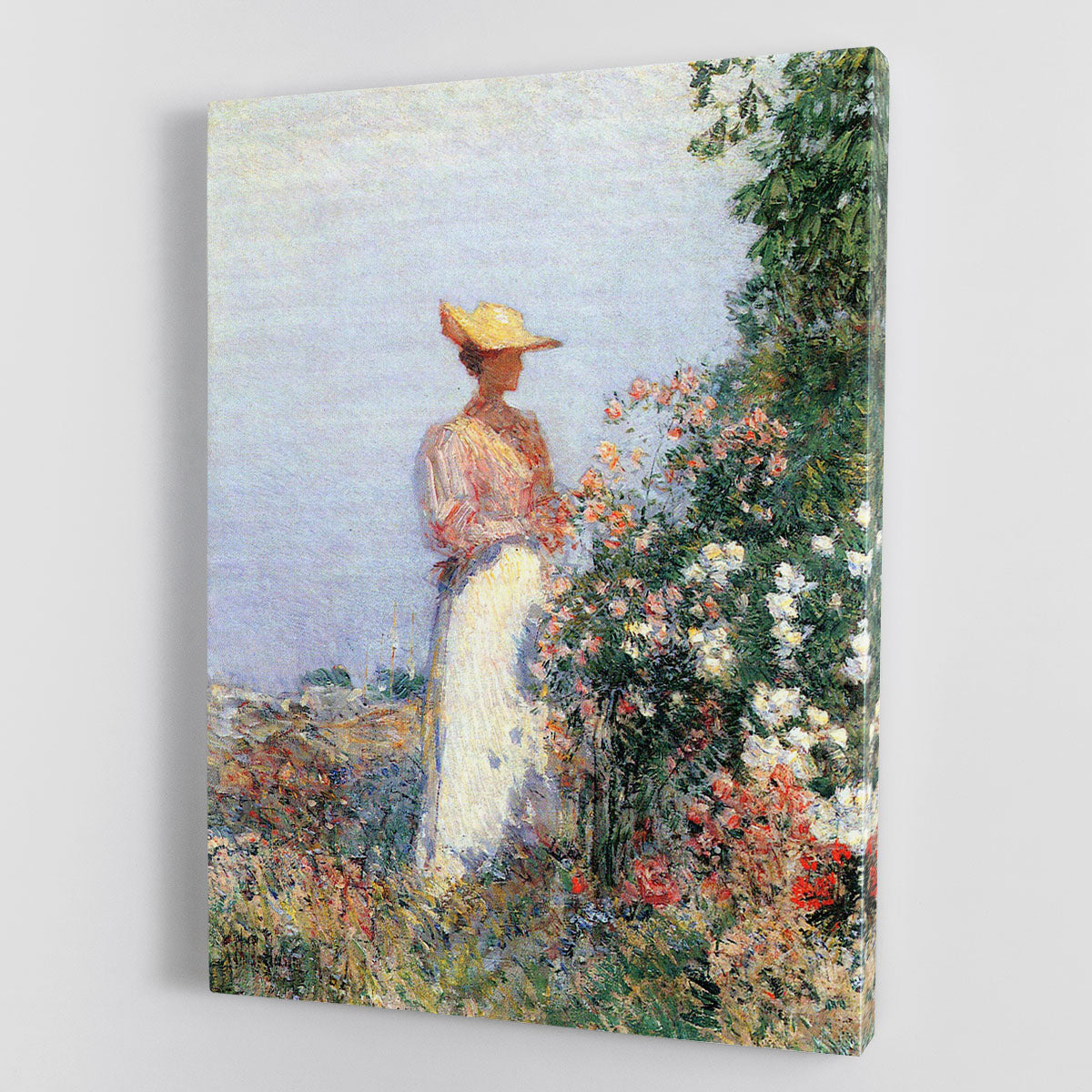 Woman in Garden by Hassam Canvas Print or Poster - Canvas Art Rocks - 1